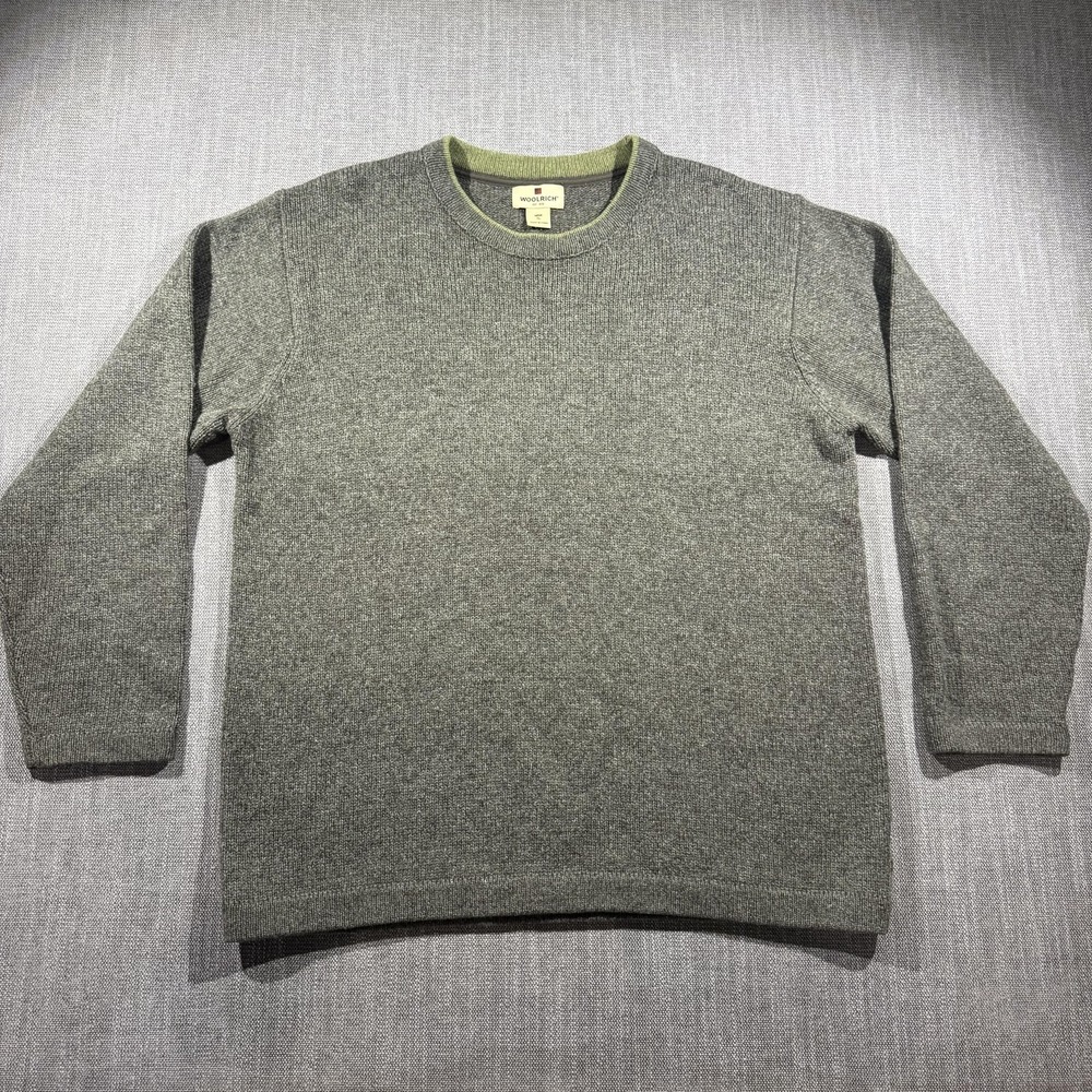 Woolrich Sweater Mens XL Gray Wool Tight Knit Crewneck Pullover Casual Winter‎